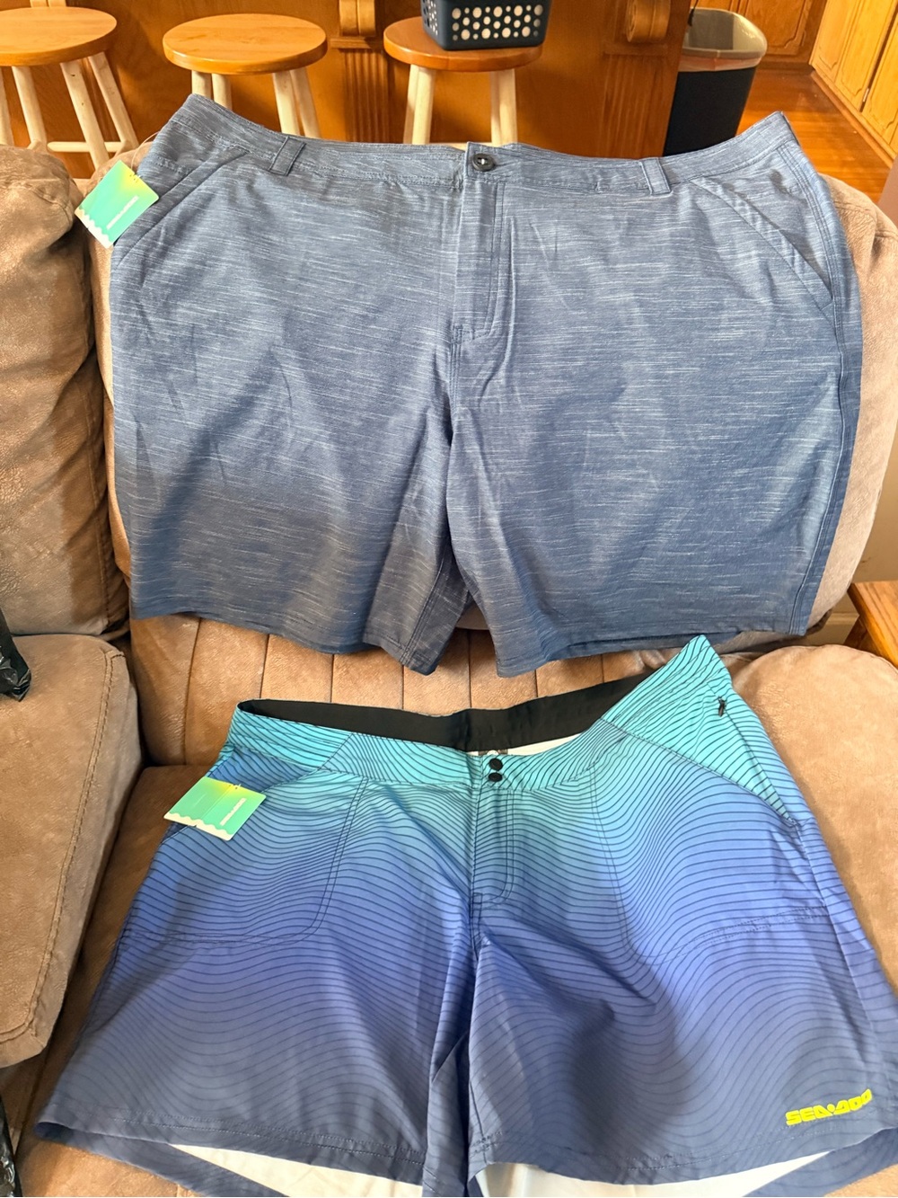 Men's Blue Gradient Hybrid Swim Shorts. Lot of 2 pair XXL shorts